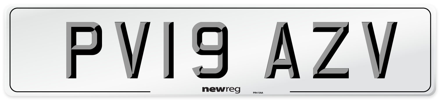 PV19 AZV Number Plate from New Reg